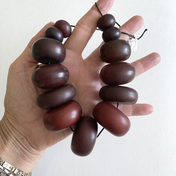 African PF Copal Amber Bakelite Faturan Graduated Beads 15in Necklace 195.2g - Picture 8 of 16